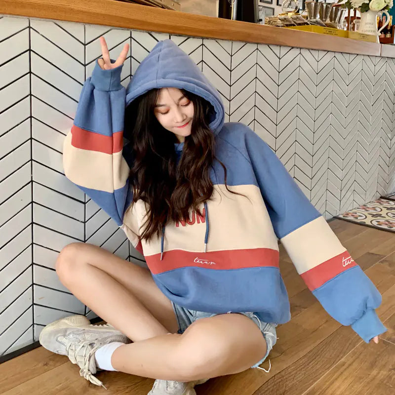 Winter Hoodie for Women with Embroidered Letters