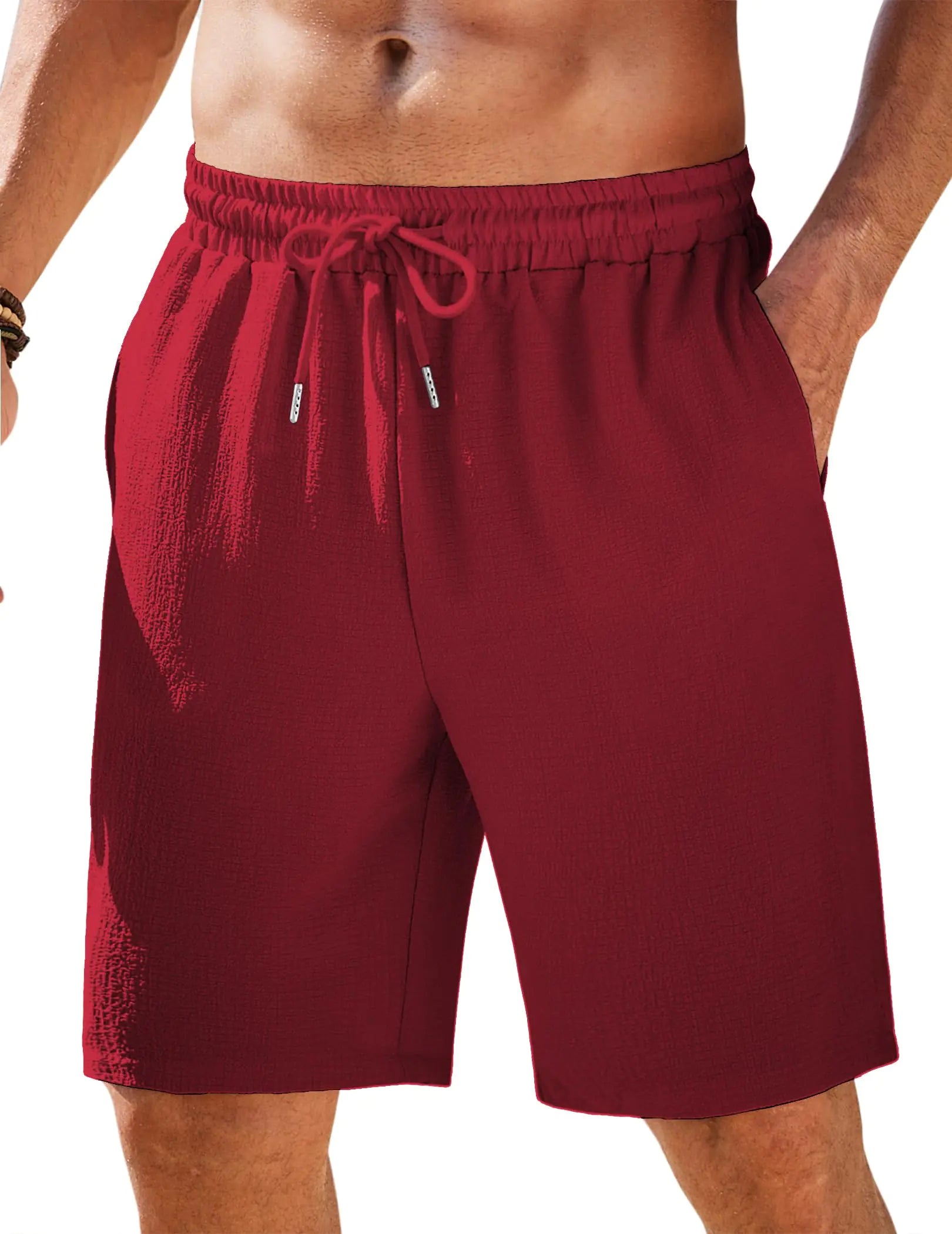 COOFANDY Men Shorts Stylish Lightweight Relaxed Fit Casual Summer Beach Shorts Wine X-Large