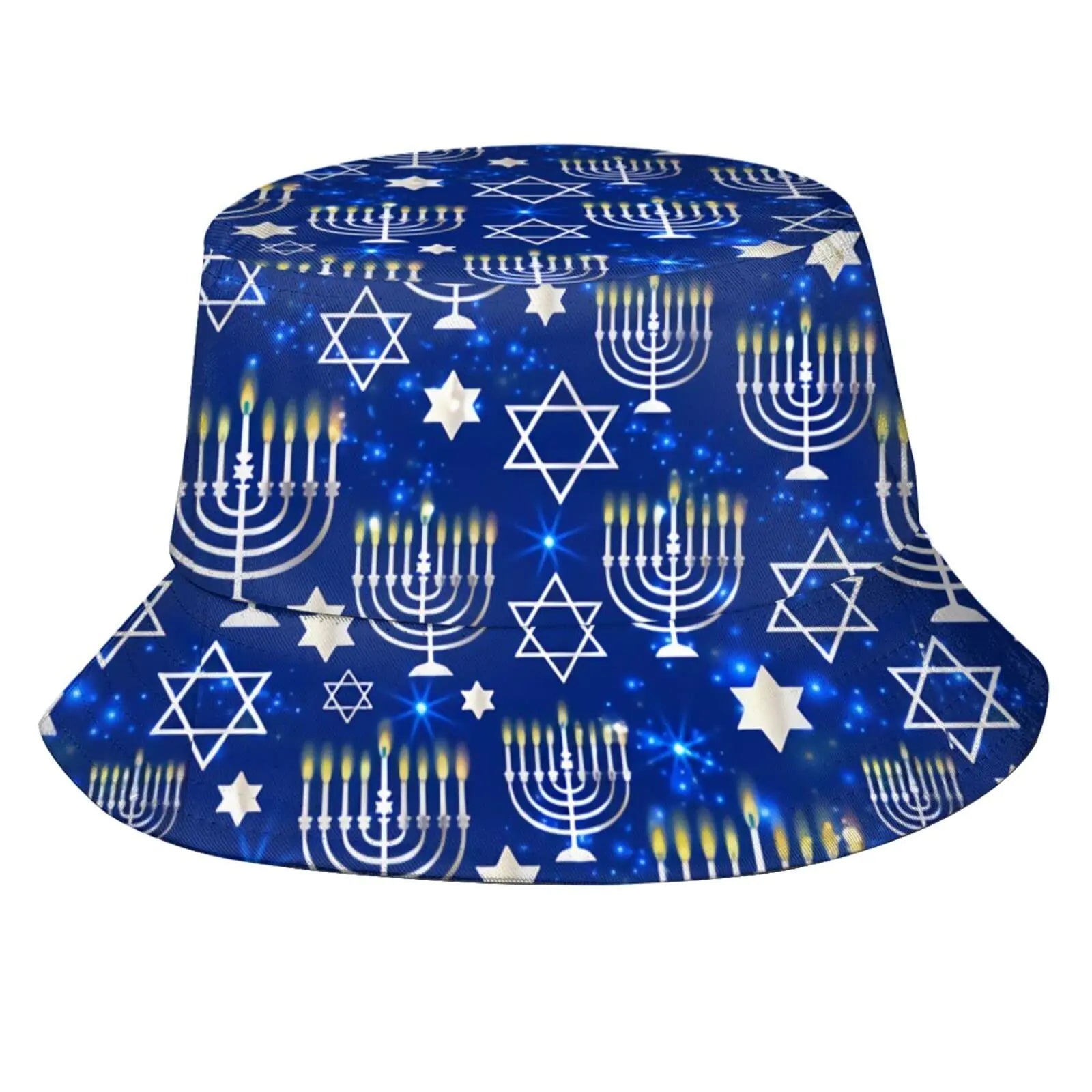 Funny Hanukkah Menorah Bucket Hat Packable Fashion Fisherman Hat Travel Beach Sun Hat