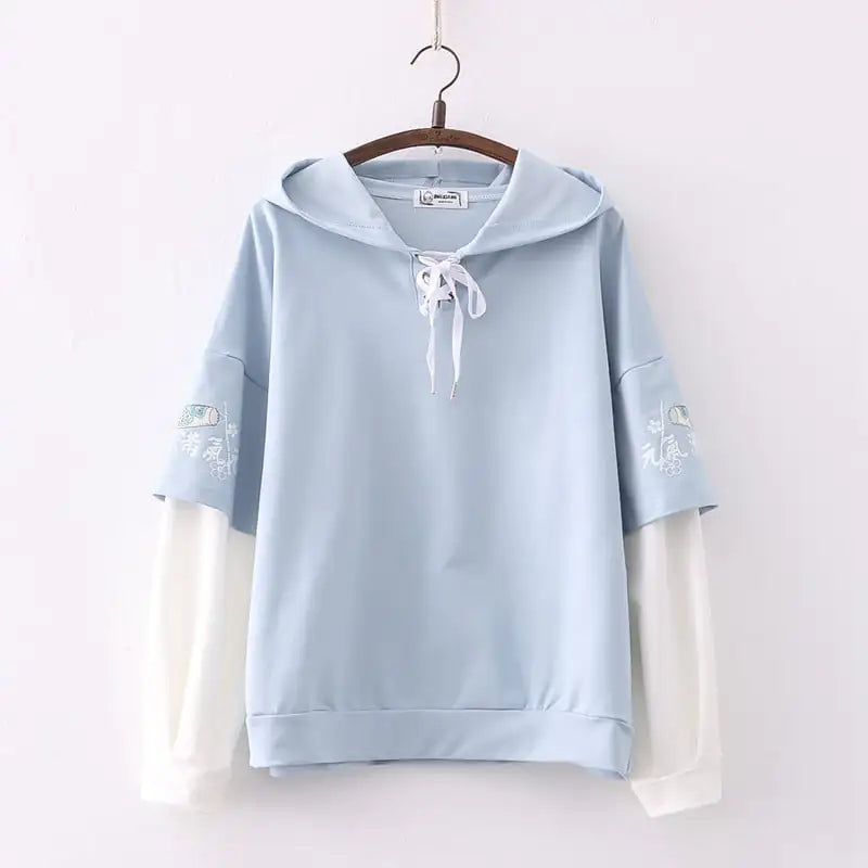 Hooded Splicing Pullover Hoodie for Women