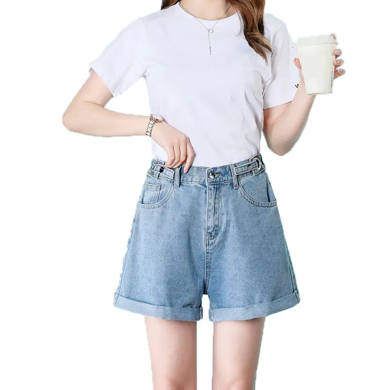 Women's Slim Elastic Waist Denim Shorts
