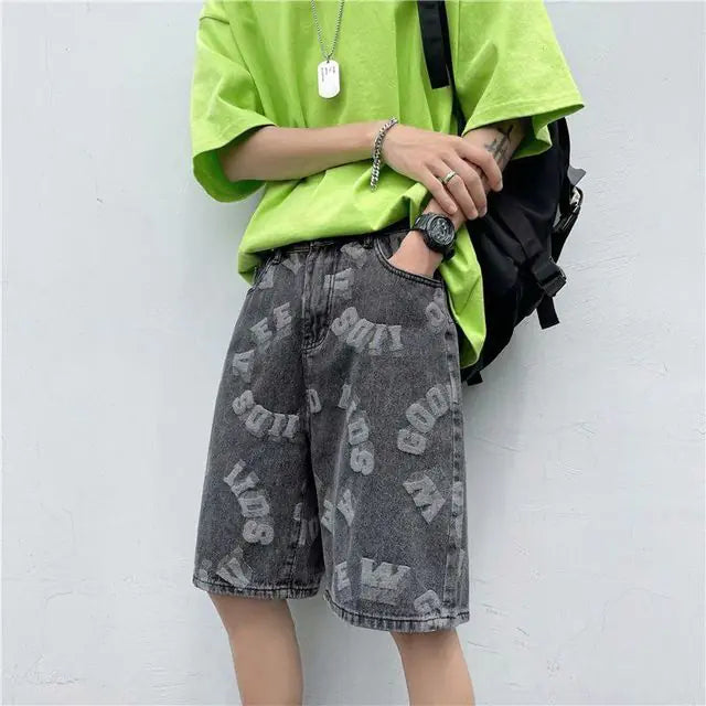 2023 Men's Korean Style Loose Denim Shorts