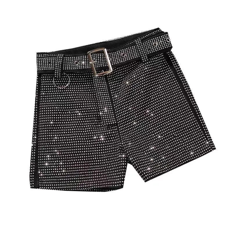 Slim Fit Full Diamond Stretch Women's Denim Shorts