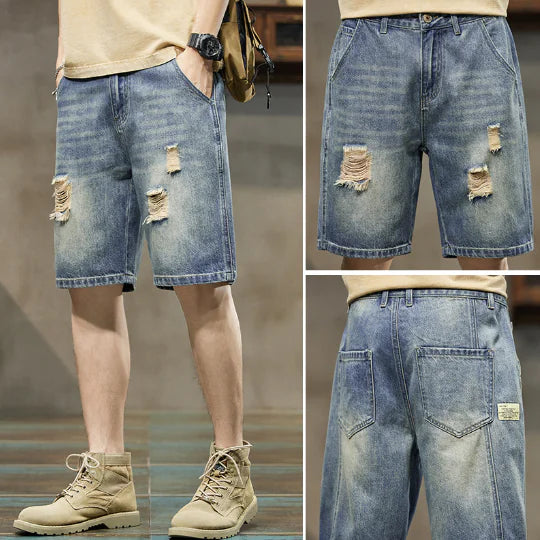 Men's Stretch Denim Five-Point Shorts