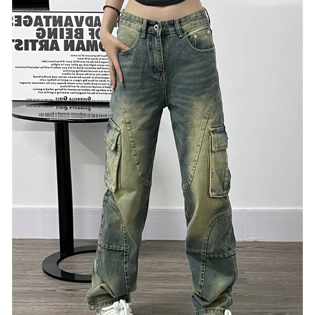 Deconstructed Design Women's Washed Jeans