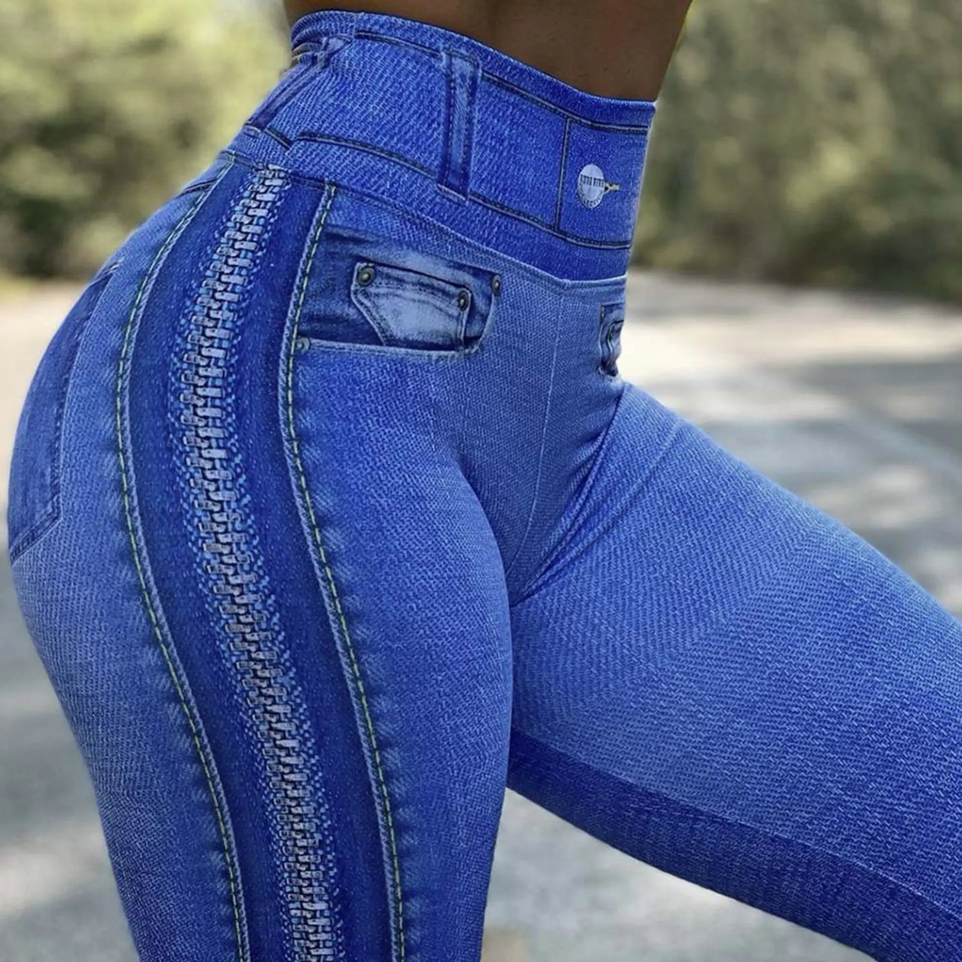 Printed Denim Yoga Pants for Women