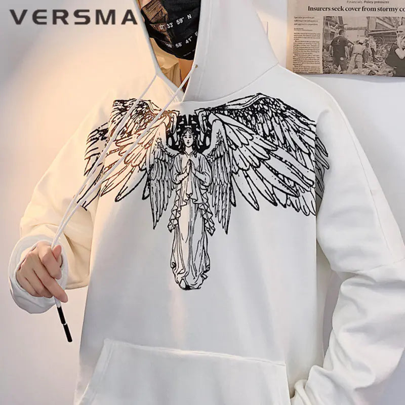 VERSMA Vintage White Hoodie for Men and Women