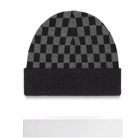 Plaid Knit Women's Chessboard Hat