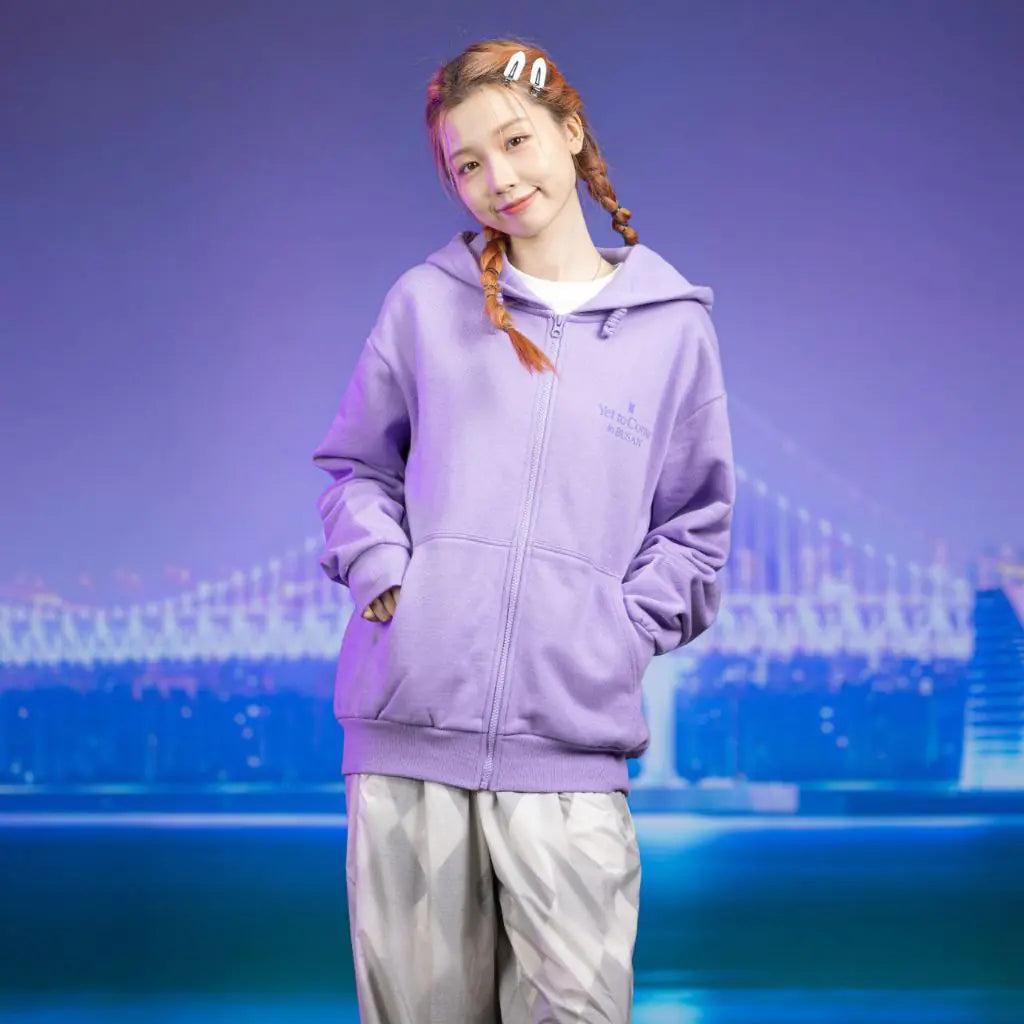 Purple Zip Hoodie Sweater for Women