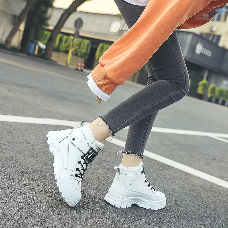 2002 Winter High-Top Women's Sneakers with Fleece
