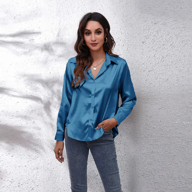 Elegant White Satin Shirt for Women