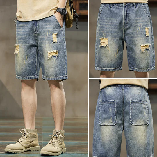 Men's Stretch Denim Five-Point Shorts