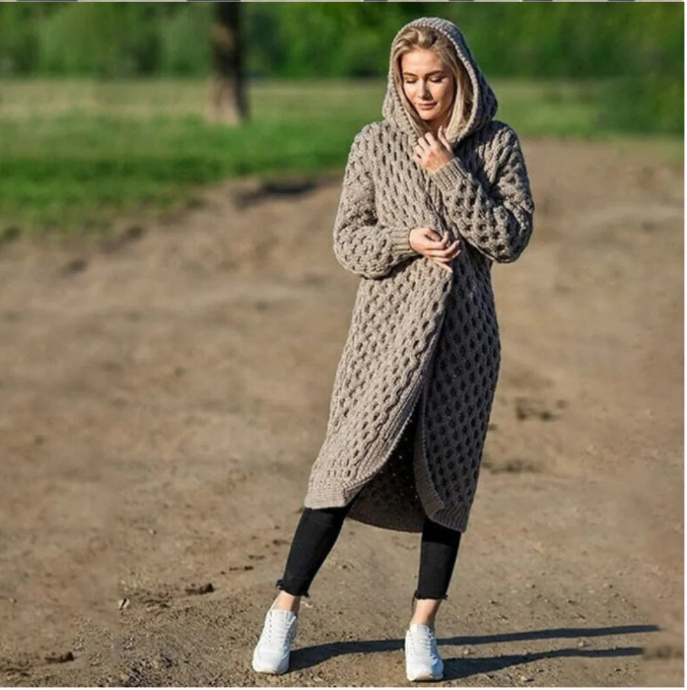 Oversized Knitted Cardigan and Hoodie for Women