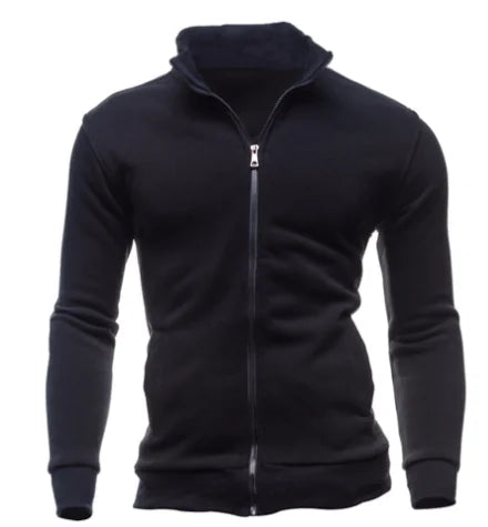 New Zip-Up Hoodie Jacket for Men, Solid Color