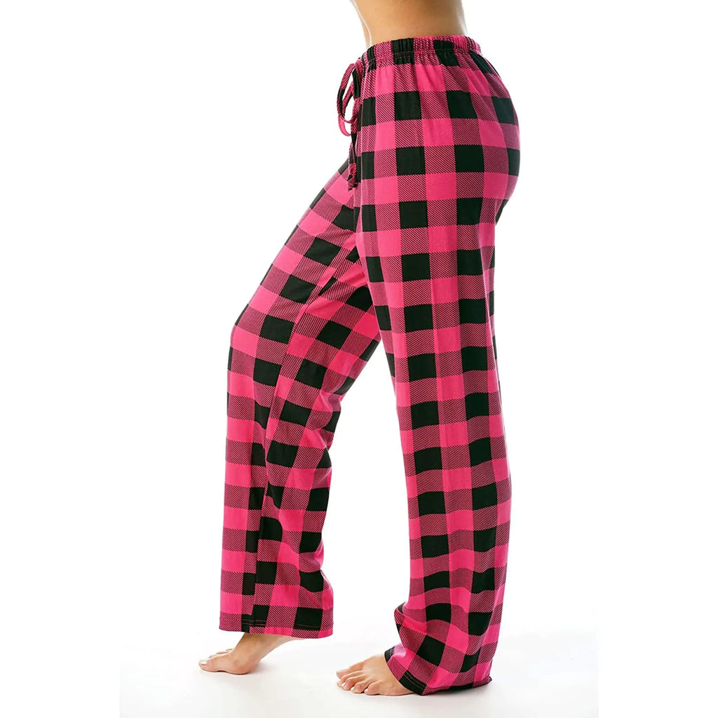 Plaid Pajama Pants Women Comfy Elastic Waist Wide Leg Lounge Pants Loose Fit Casual Sleepwear Drawstring Pj Pants Womens Wide Leg Lounge Pants Womens Comfy Pants Women Womens Pajama Bottoms Women