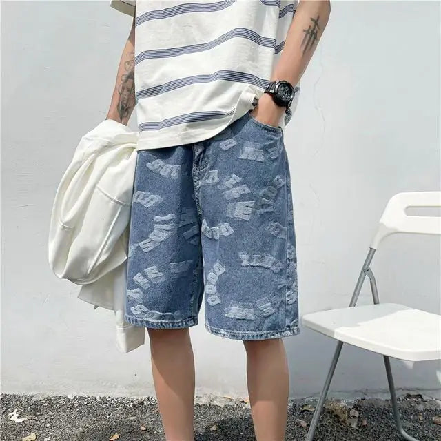 2023 Men's Korean Style Loose Denim Shorts