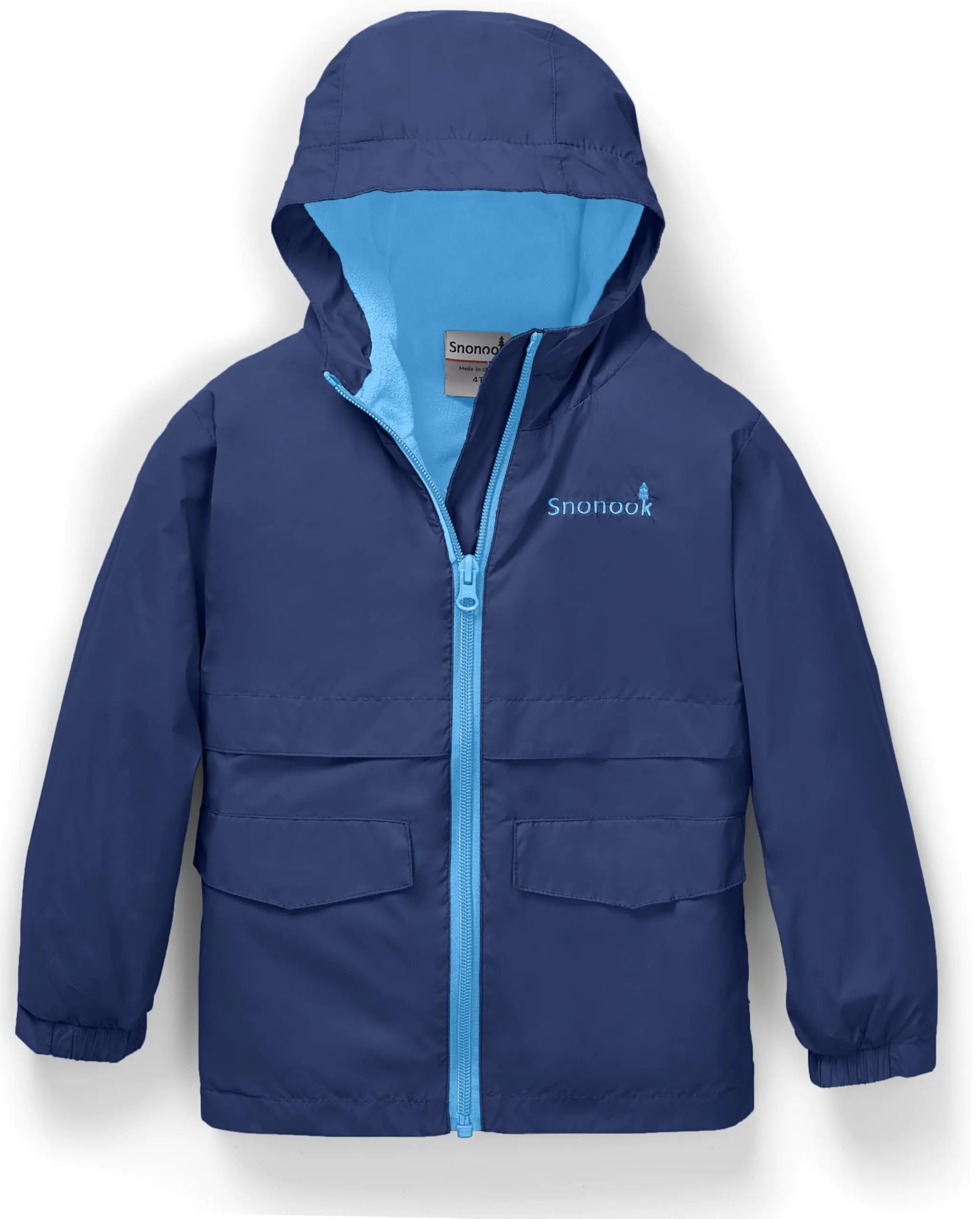 Snonook Toddler Rain Jacket - Microfleece Lined Kids Rain Jacket - Girls Rain Jacket - Boys Rain Jacket Kids Raincoat Impermeable para Niños Toddler Rain Coat - Toddler Spring Jacket Navy 3T