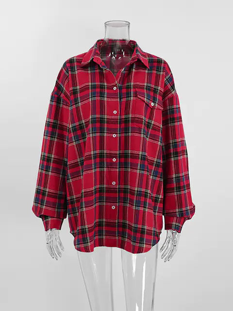 Mnealways18 Bright Gingham Oversized Shirt for Women