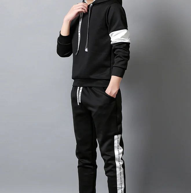 Korean Style Hoodie Set for Men - Long Sleeve Sportswear