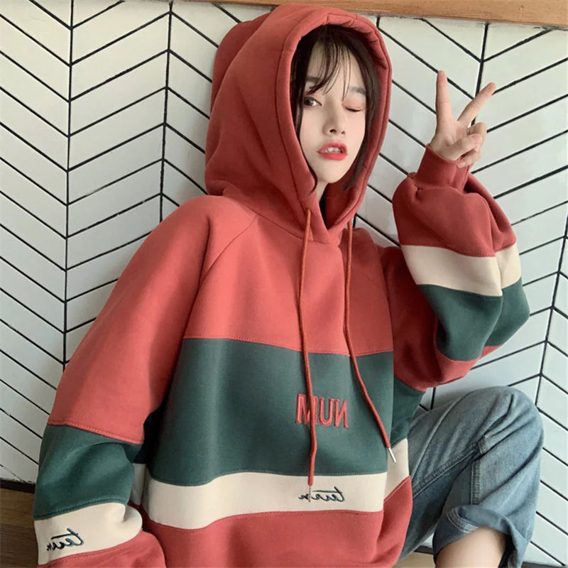 Winter Hoodie for Women with Embroidered Letters