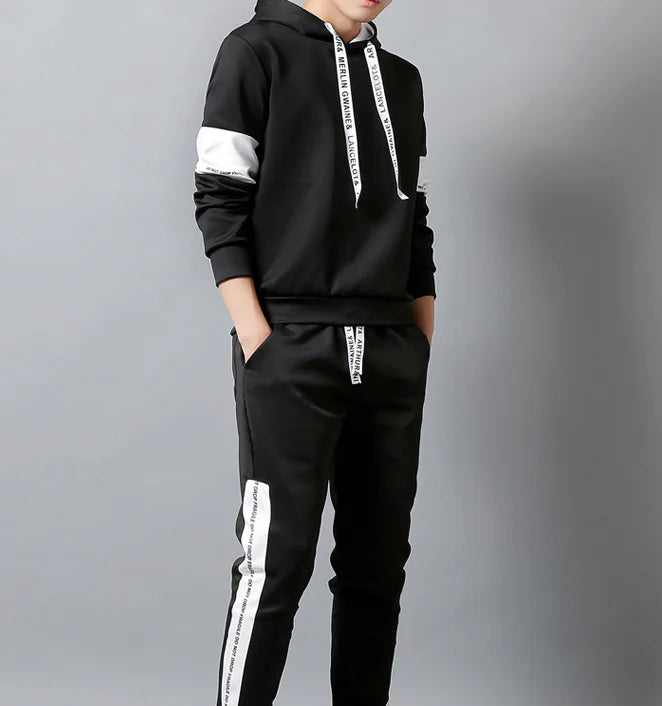 Korean Style Hoodie Set for Men - Long Sleeve Sportswear