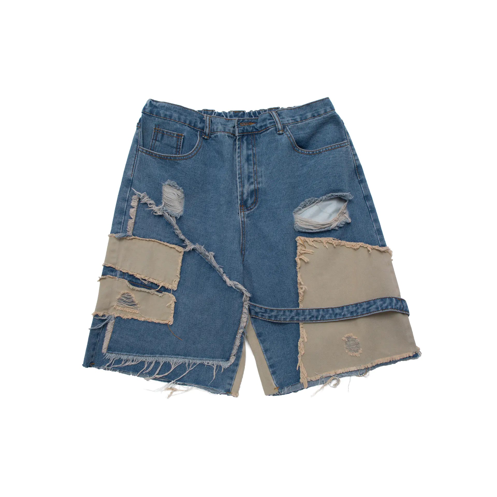 Loose Fit Denim Straight Summer Shorts for Men