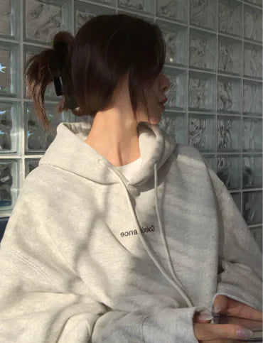 Roman Numeral Printed Hoodie for Women