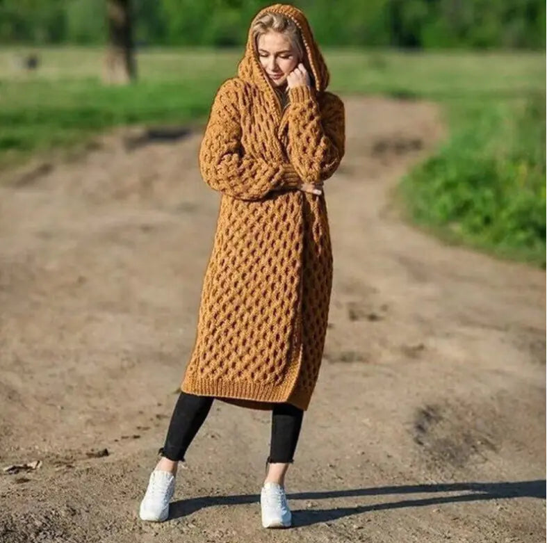 Oversized Knitted Cardigan and Hoodie for Women