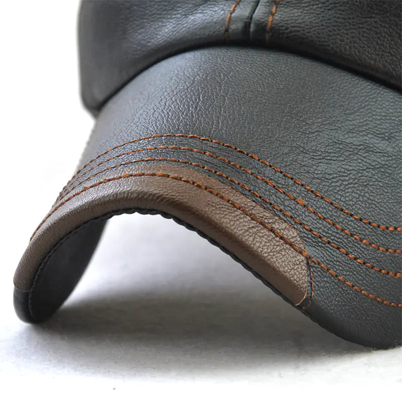 Trendy Men's Leather Baseball Cap for Casual Wear