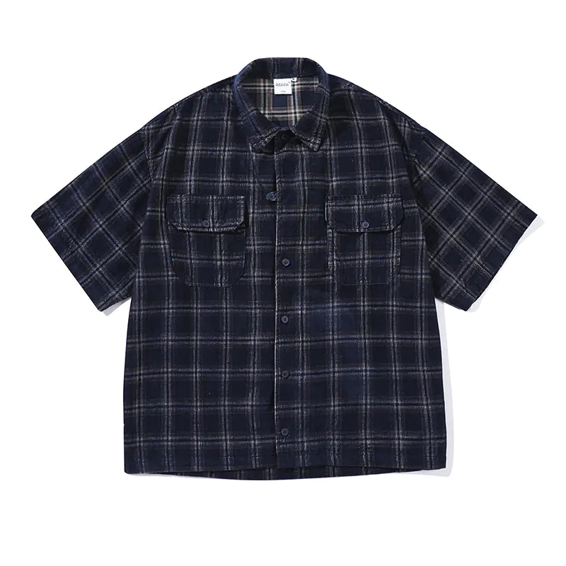 Vintage Corduroy Short Sleeve Shirts for Men and Women
