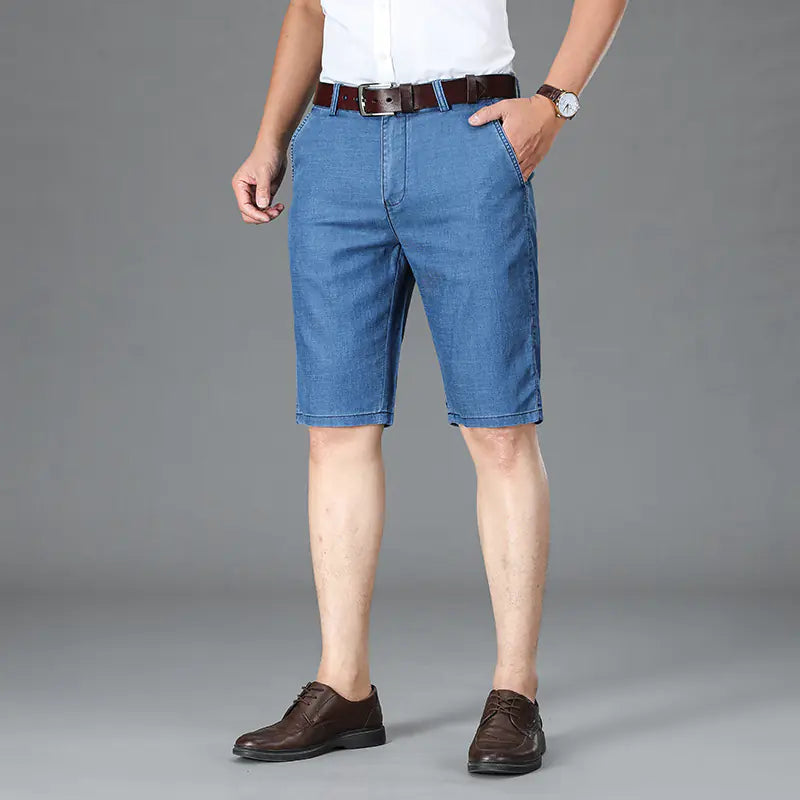 Men's Business Loose Fit Tencel Denim Shorts