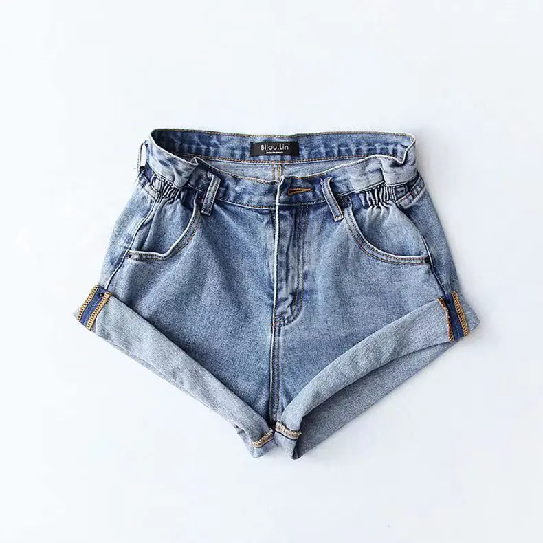 Women's Five-Color Elastic Waist Denim Shorts