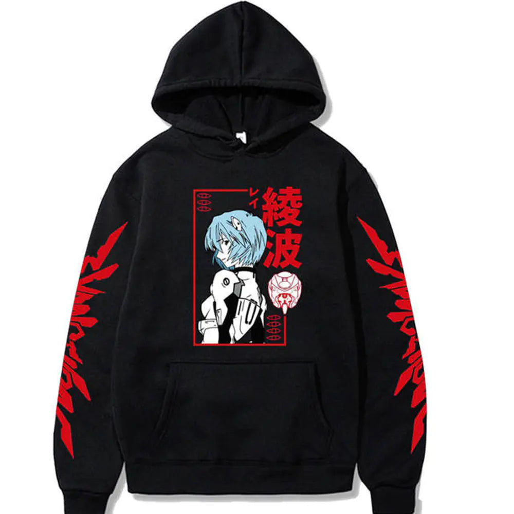 Evangelion Printed Loose Fit Hoodie for Men