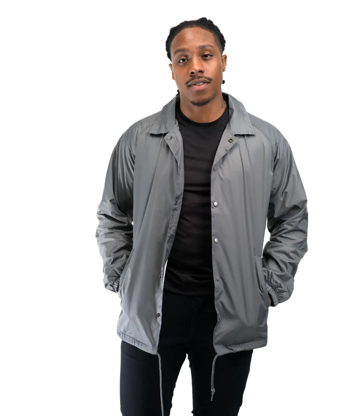Cottonhood Coaches Jacket Nylon Windbreaker for Men - Lightweight Coach Jacket Water-Resistant Nylon Jacket (4XL Grey)