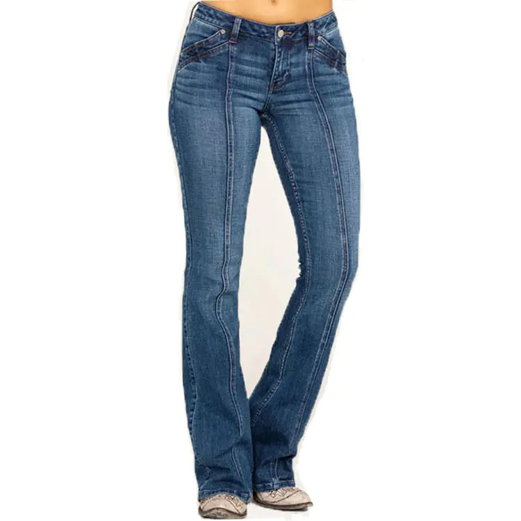 Slim Washed Women's Jeans with Horn Detail