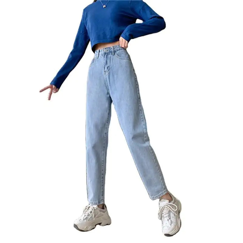High Waisted Loose Fitting Women's Jeans