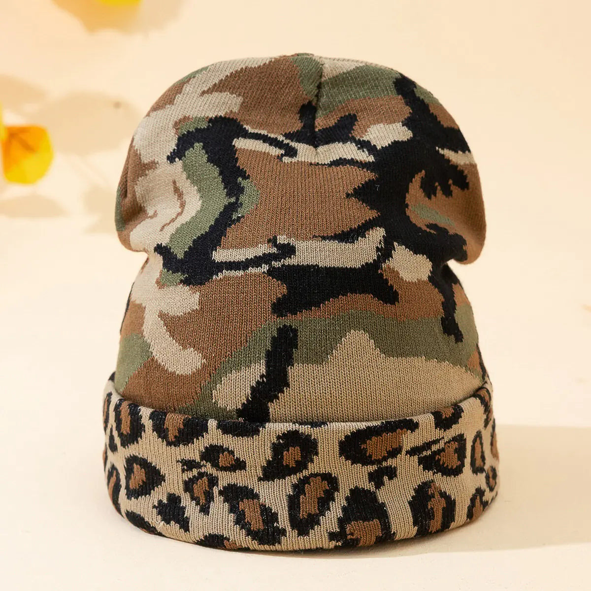 Camo Leopard Pattern Women's Hat for Autumn & Winter
