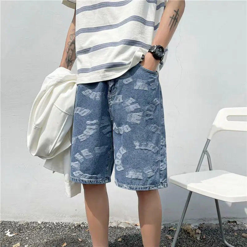 2023 Men's Korean Style Loose Denim Shorts