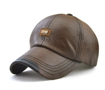 Trendy Men's Leather Baseball Cap for Casual Wear