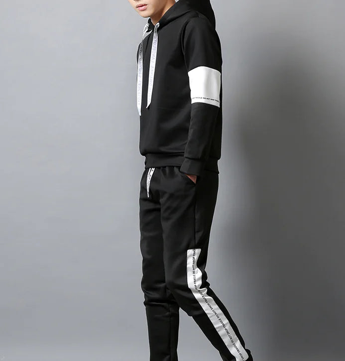 Korean Style Hoodie Set for Men - Long Sleeve Sportswear