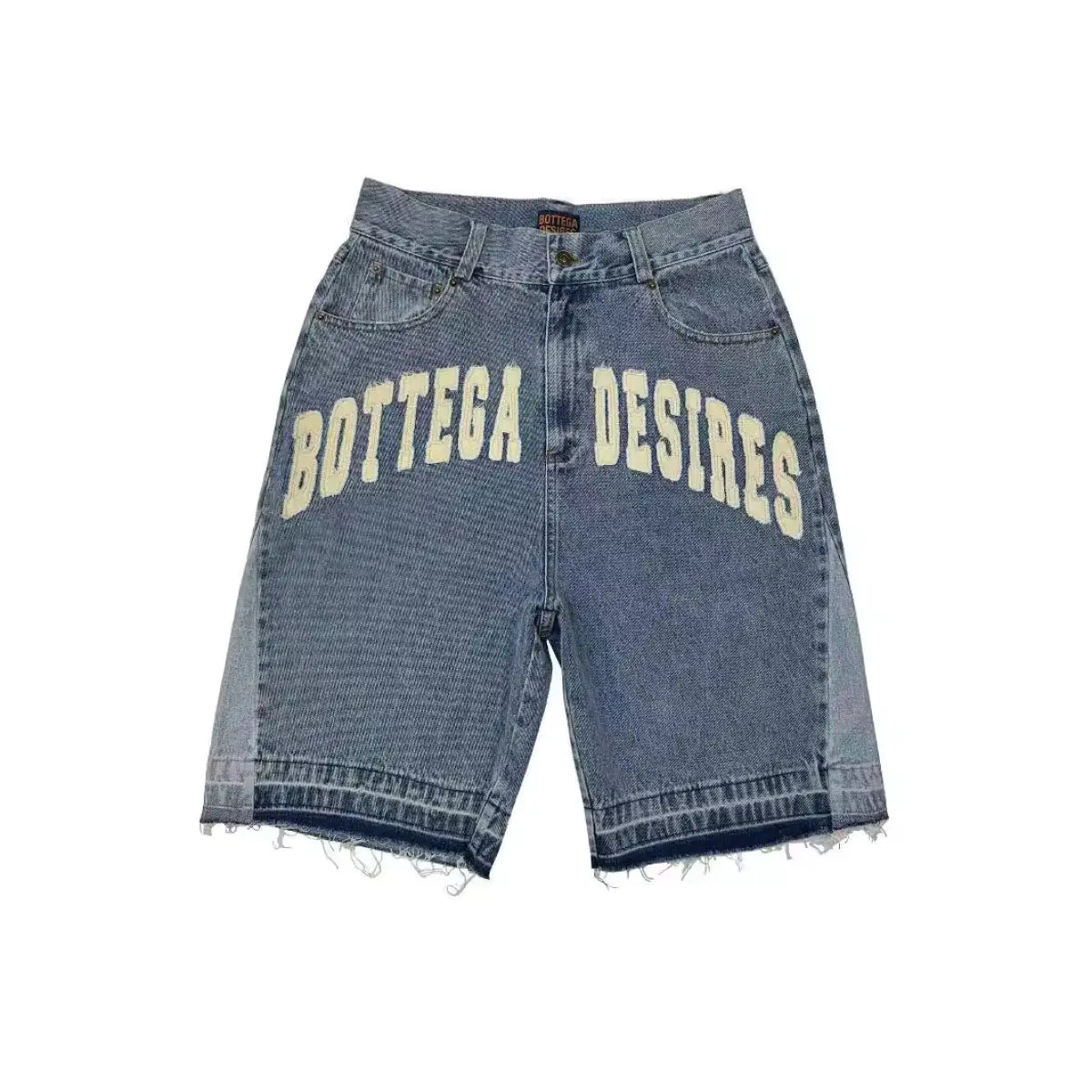 Men's Retro Alphabet Print Loose Denim Shorts