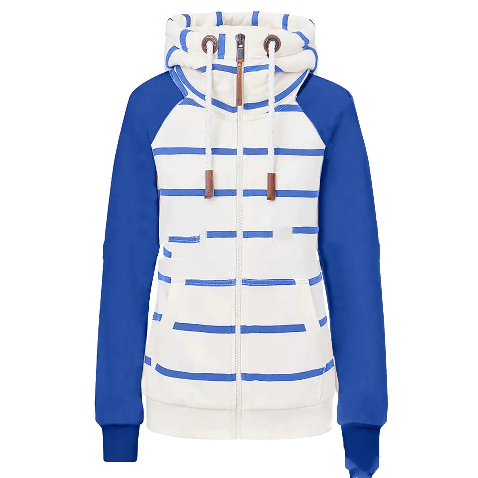 Striped Contrast Hoodie for Women in Polyester