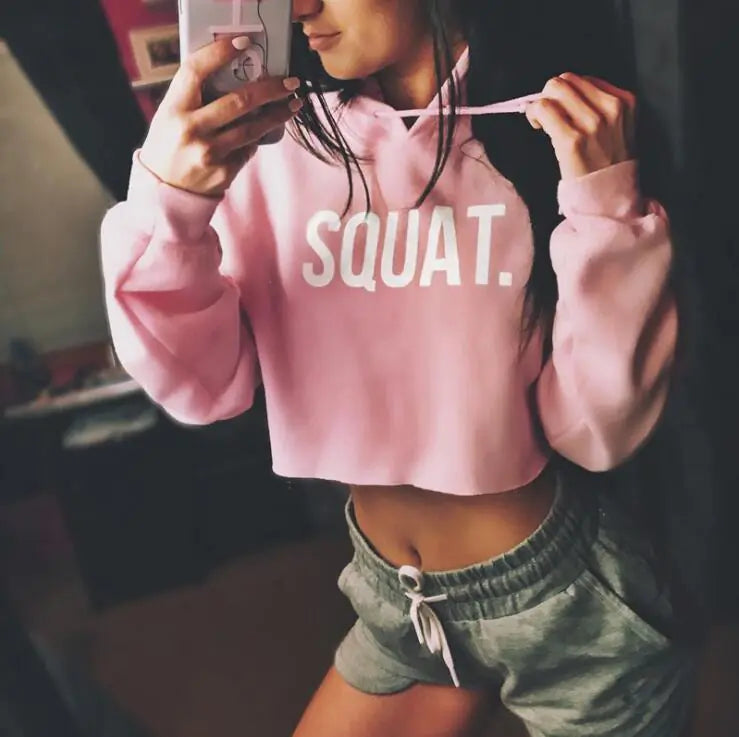 Cotton Lettered Long Sleeve Hoodie for Women
