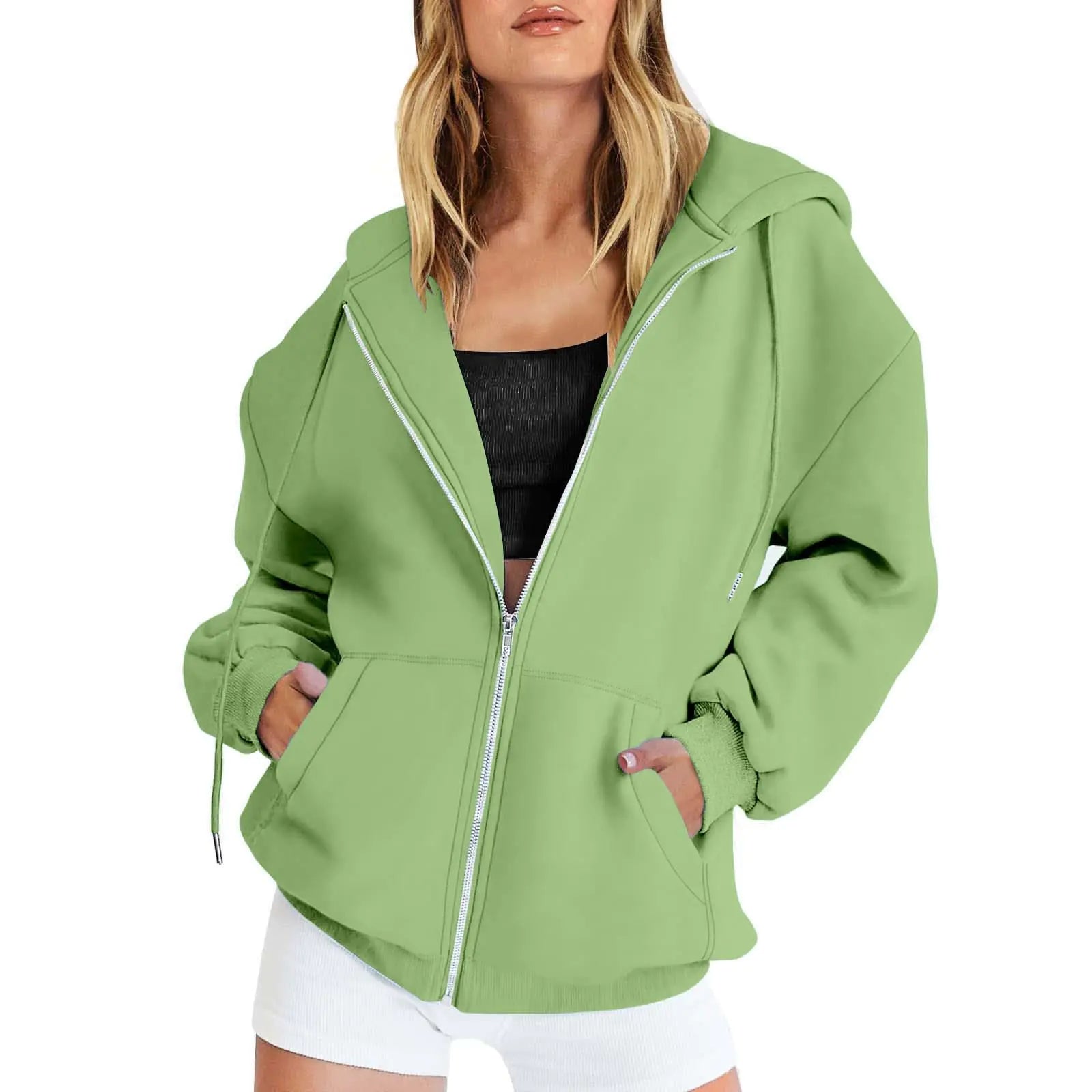 PIFAME Prime Big Deal Days October 10-11 Zip Up Sweater Women Hoodie Hoodies Sweatshirt Red Hoodie Grey Sweatshirt Black Hoodie Zip Up Women Amazon Products Only Sold By Amazon Green-4 Large