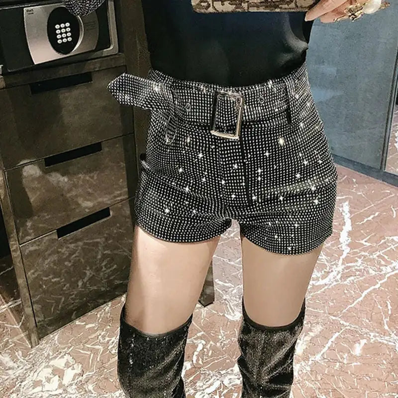 Slim Fit Full Diamond Stretch Women's Denim Shorts