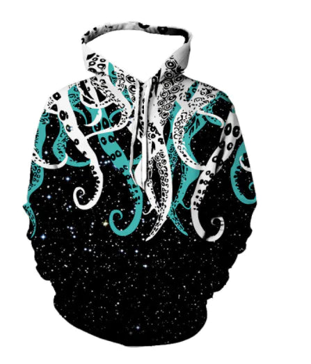 Skull Digital Print Anime Hoodie for Men and Women