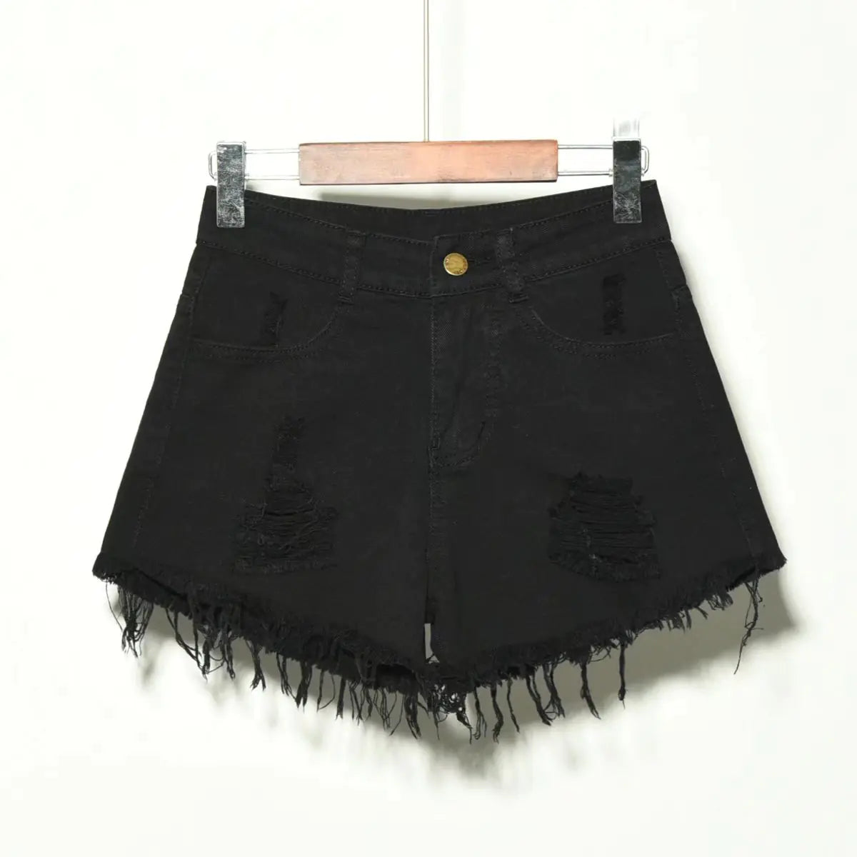 Women's Distressed Irregular Denim Shorts