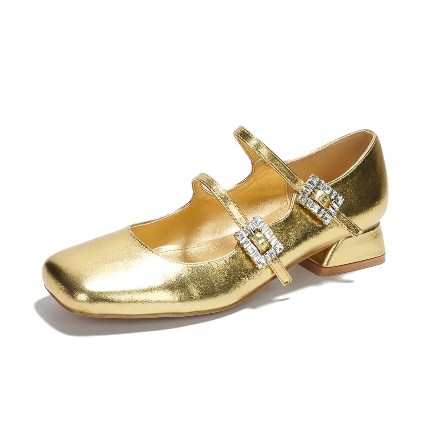 Cape Robbin Mary Jane Shoes Women Shoes - Double Strap Maryjane Shoes Womens - Women’s Mary Janes (Harri) - Gold Size 6.5