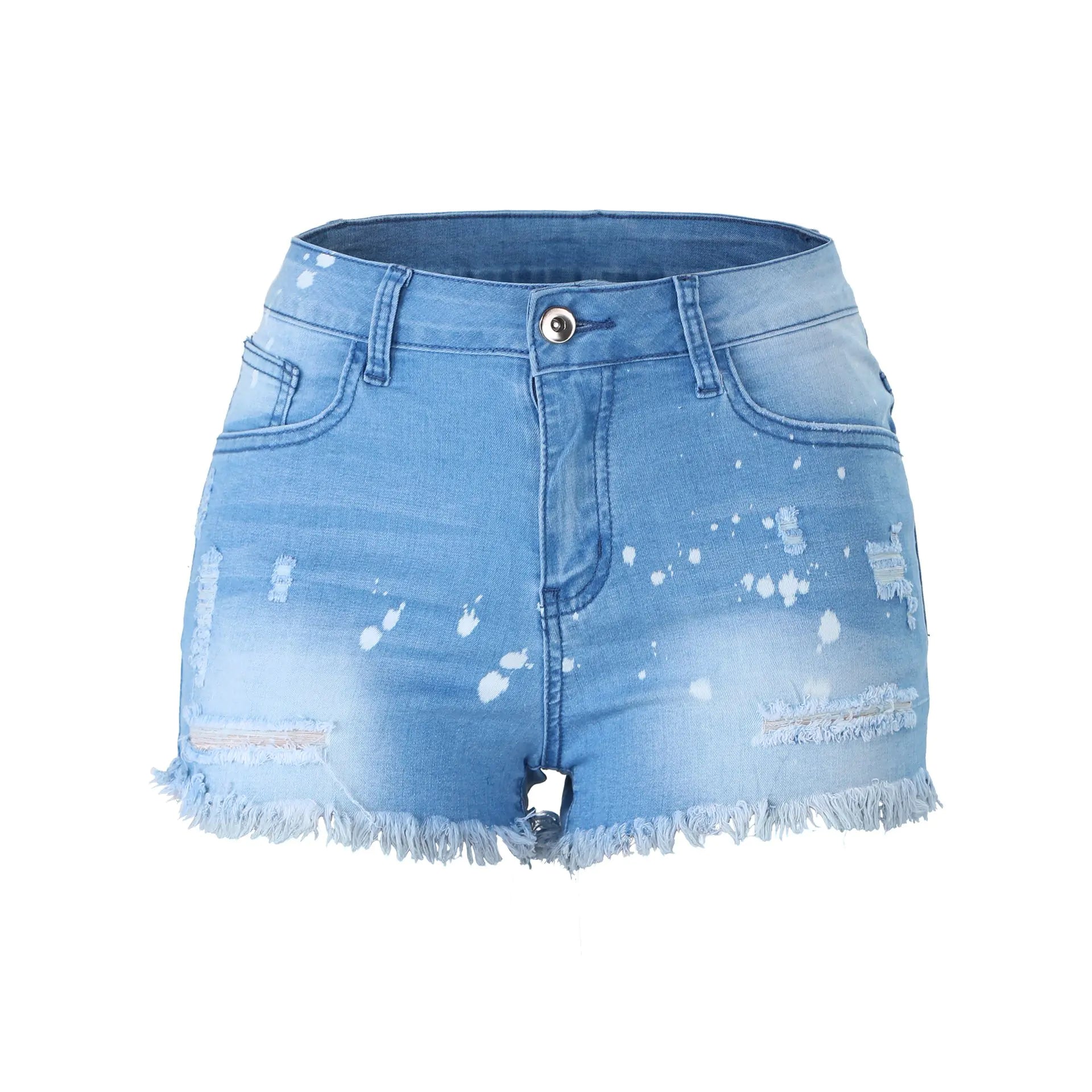 Fringed Hole Women's Denim Shorts