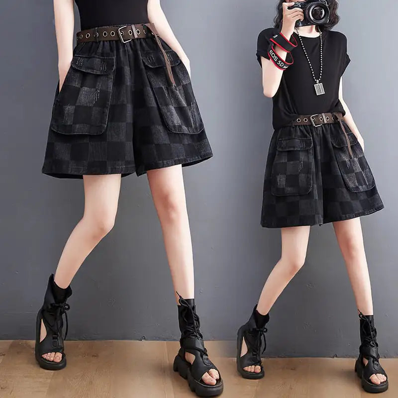 Women's Summer Denim Shorts with Large Pockets